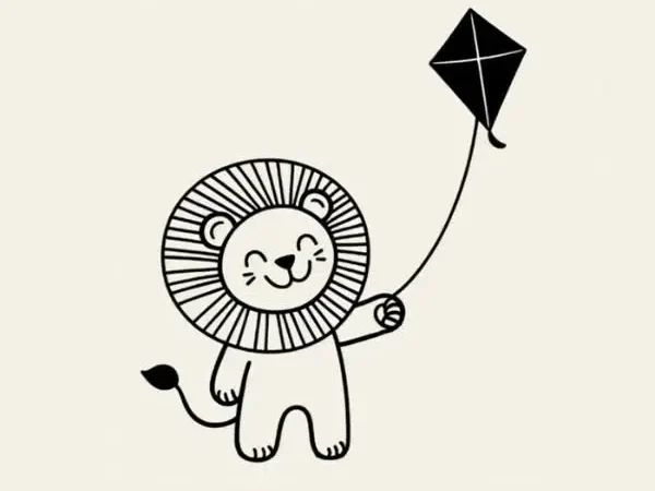 Lion-Flying-Kite-Drawing