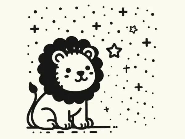 Lion-Gazing-Stars-Drawing