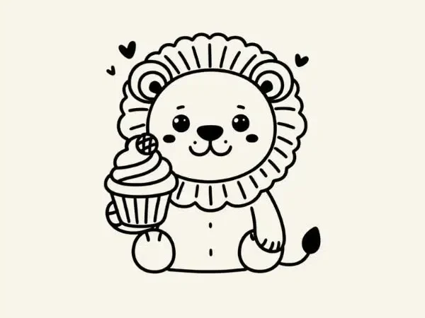 Lion-Holding-a-Cupcake