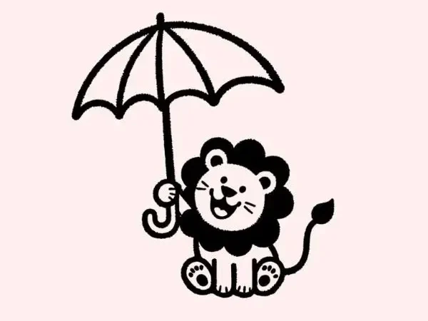 Lion-with-Umbrella-Drawing