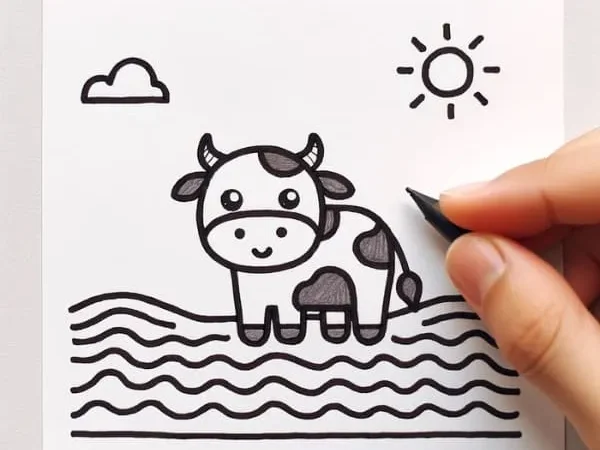 Cute Cow Drawing Easy
