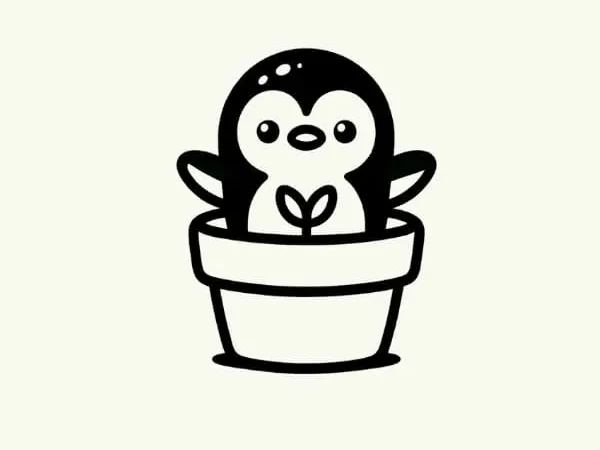 Penguin with Flower