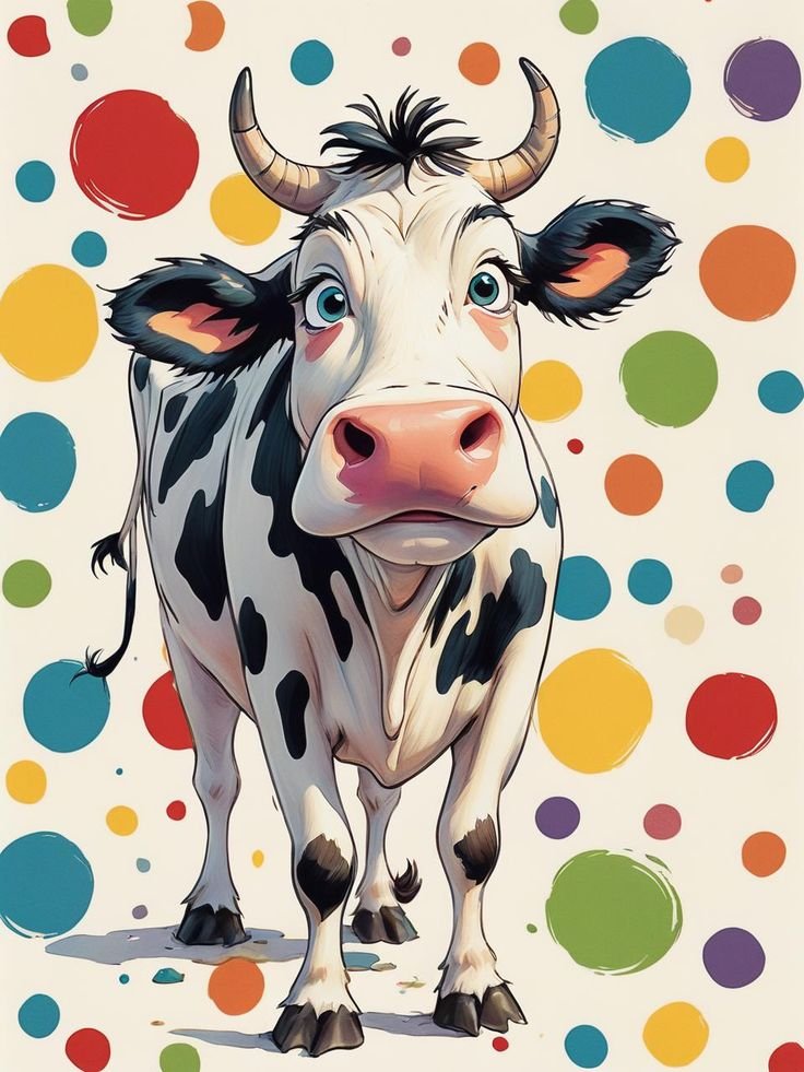 Cow Drawing with Unusual Colors