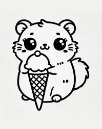 Hamster Holding an Ice Cream Cone