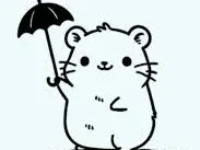 Hamster with a Tiny Umbrella