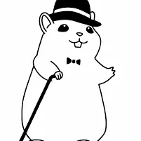 Hamster with a Hat and Cane