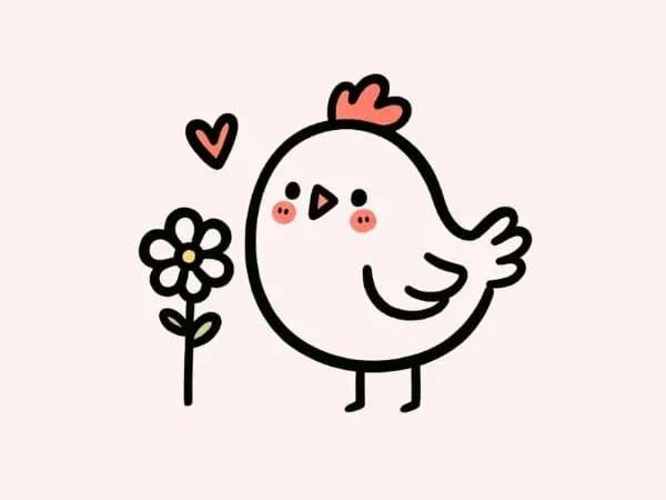 Chicken with Flower Drawing Ideas
