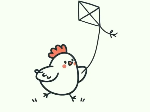 Chicken with Kite Drawing Ideas
